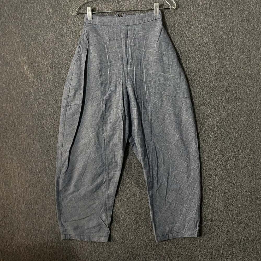 Alpha60 Women's Size XXS Blue High Rise Straight Leg Cropped Lagenlook Pants